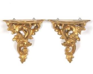 Pair of Rococo Style Gilt Wall Brackets 