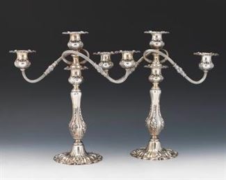Reed Barton Pair of Sterling Silver Candelabra, Francis I Pattern 
