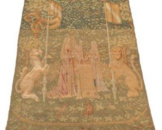 Renaissance Revival Near Antique Belgian Hand Knotted Tapestry after The Lady and the Unicorn, ca. 1940s 