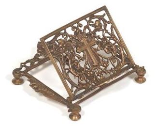 Renaissance Revival Patinated Brass Adjustable Book Stand 