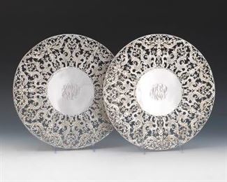 Roger Williams Silver Co. Pair of Sterling Platters, Retailed by W. W. Wattles Sons