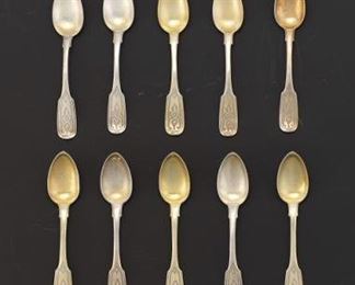 Ten Russian Etched Spoons