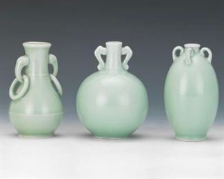 Three Chinese Longquan Glazed Cabinet Vases