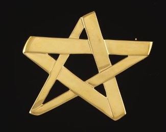 Tiffany Co. Paloma Picasso Gold Star Pin Brooch 