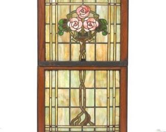 Two Art Nouveau Stained Glass Panels