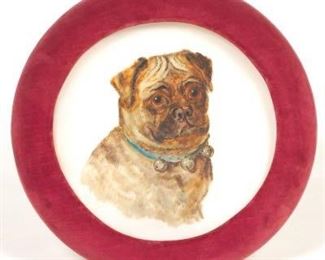 Victorian Bristol Glass Concave Plaque of Bulldog 