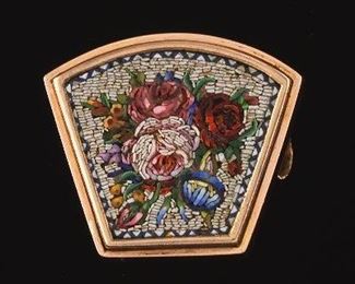 Victorian MicroMosaic Floral Brooch 