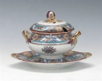 Victorian Petit Porcelain Tureen with Underplate