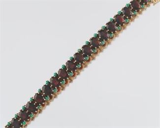 Victorian Style Gold, Garnet, and Turquoise Bracelet 