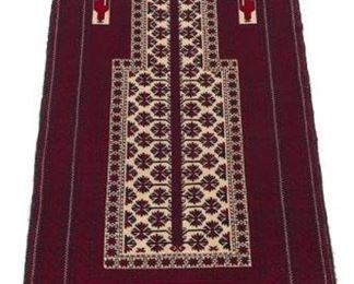 Vintage Fine Hand Knotted Balouch Prayer Carpet 