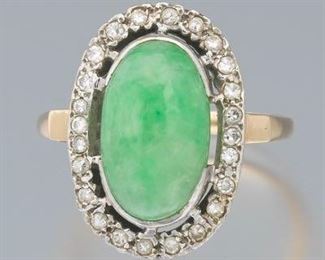 Vintage Jadeite and Diamond Ring 