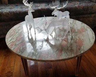 Mid century modern pink grey and white marble coffee table