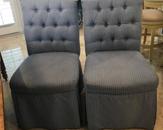 Set of 8 upholstered button back dining room chairs.f