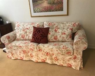 Floral upholstered SLEEP SOFA.  75"Wx33"Dx35"H  Additional mattress pad available.