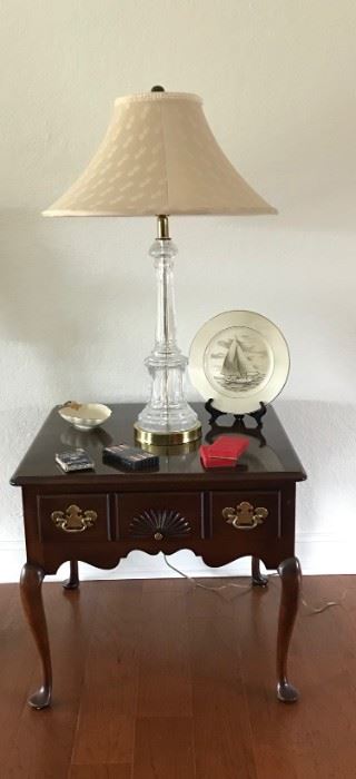 24"x 24" Mahogany Table.  Lamp is available