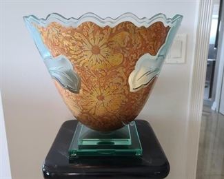 Chihuly Style Floral Glass Vase/Bowl