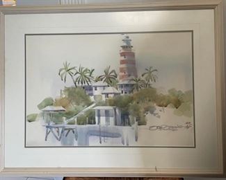Lighthouse Watercolor by Tom Dennis 29"x23"