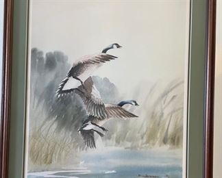 Canadian Geese, by Barney Jensen 44/50 Signed Original Watermark  22"x27"