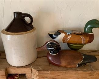 Wooden ducks , jug