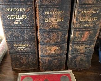 Antique three volume history of Cleveland set, spines are detaching