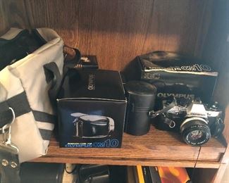 Olympus OM 10 35mm camera and accessories