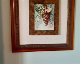 Framed hand painted china plaque (one of two)