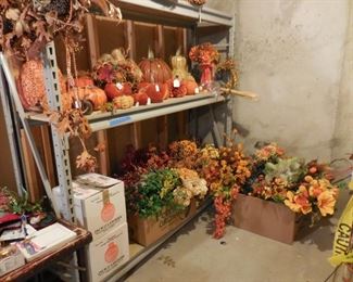 Pumpkin collection and artificial flowers