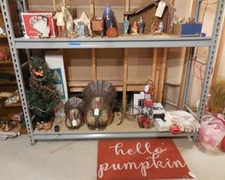 Misc holiday including 1960s hand-painted Nativity set.