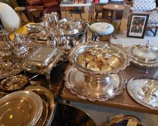 Lots of silverplate serving pieces