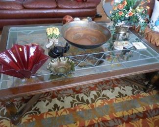 Large glass top coffee table