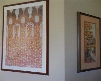 Gustav Klimt framed print, pastoral watercolor