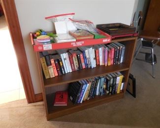 Bookcase, books, greeting cards