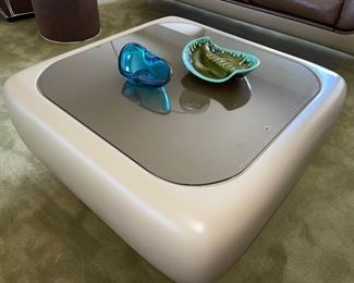 Steelcase Acrylic & Leather Sofas & Coffee Table