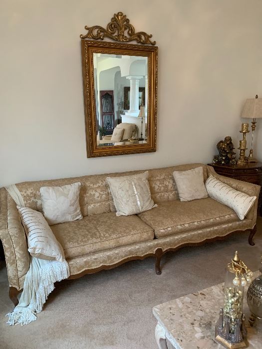 $725~ OBO~GORGEOUS CUSOM UPHOLSTERED  FRENCH ANTIQUE SOFA 