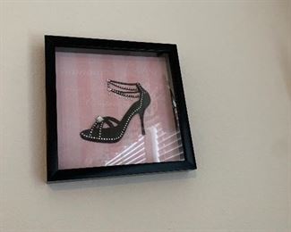 $26- Framed three dimensional beaded shoe 