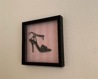 $26- Three dimensional framed shoe art 