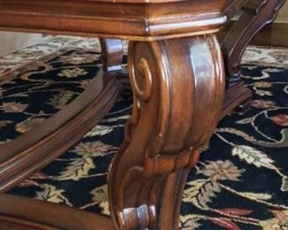 Close-up of Wood and Glass Coffee Table