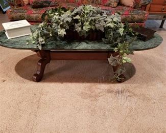 Wood and Marble Top Coffee Table