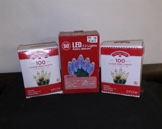2 Boxes Of Clear Mini Christmas Lights & 1 Blue LED Box Of Christmas Lights