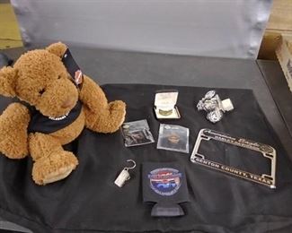 Harley Davidson Bear/ 2 Nightlights/ Collector Pins/ Tape/ Plate Cover