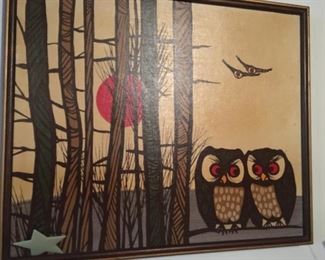 Owl Print Wall Art-- 