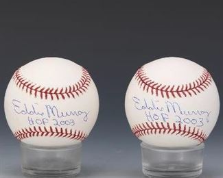 Pair of Eddie Murray Autographed Baseballs