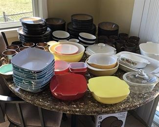 Sango dinnerware-2 sets, Pyrex. Corning