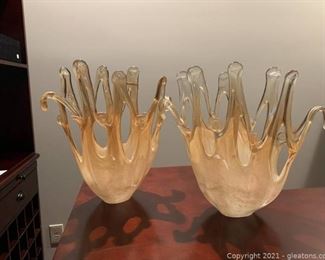 A Pair of Exquisite Murano Hand Crafted Vases