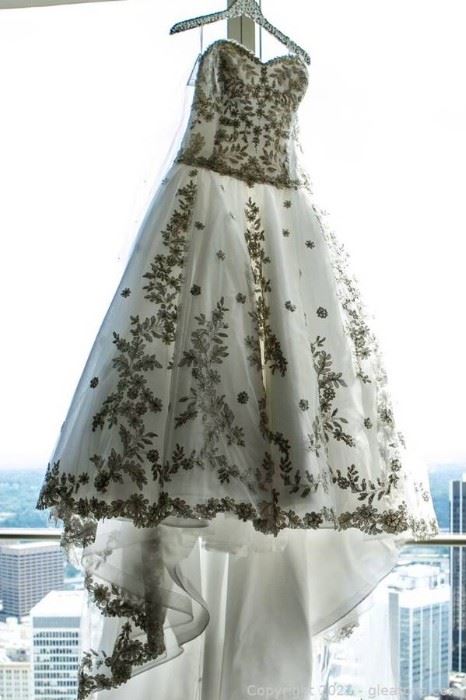 Strapless Ballgown Style Wedding Dress by Amalia Carrara with Veil