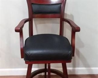 Traditional Redfeather Furniture Cherry Barstool with Black Leather Seat