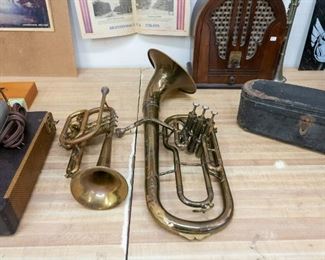 vintage Frendch trumpet & Bundy euphonium 