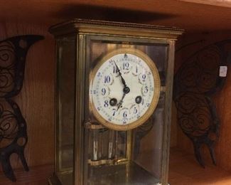 French brass & glass mercury pendelum clock (very old)