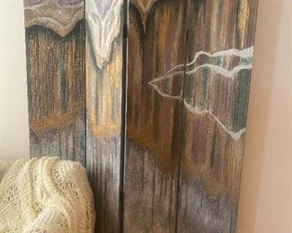 Original lacquer expressions and lacquer and Coromandel
Screen is a mixed texture finish landscape
$450
Wide 64” x 84” high set of four panels
$500