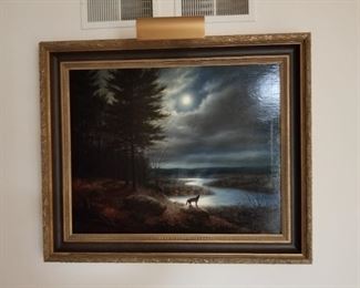 Original oil painting signed by artist - wolf howling at moon	38wx32h					$500
  						
